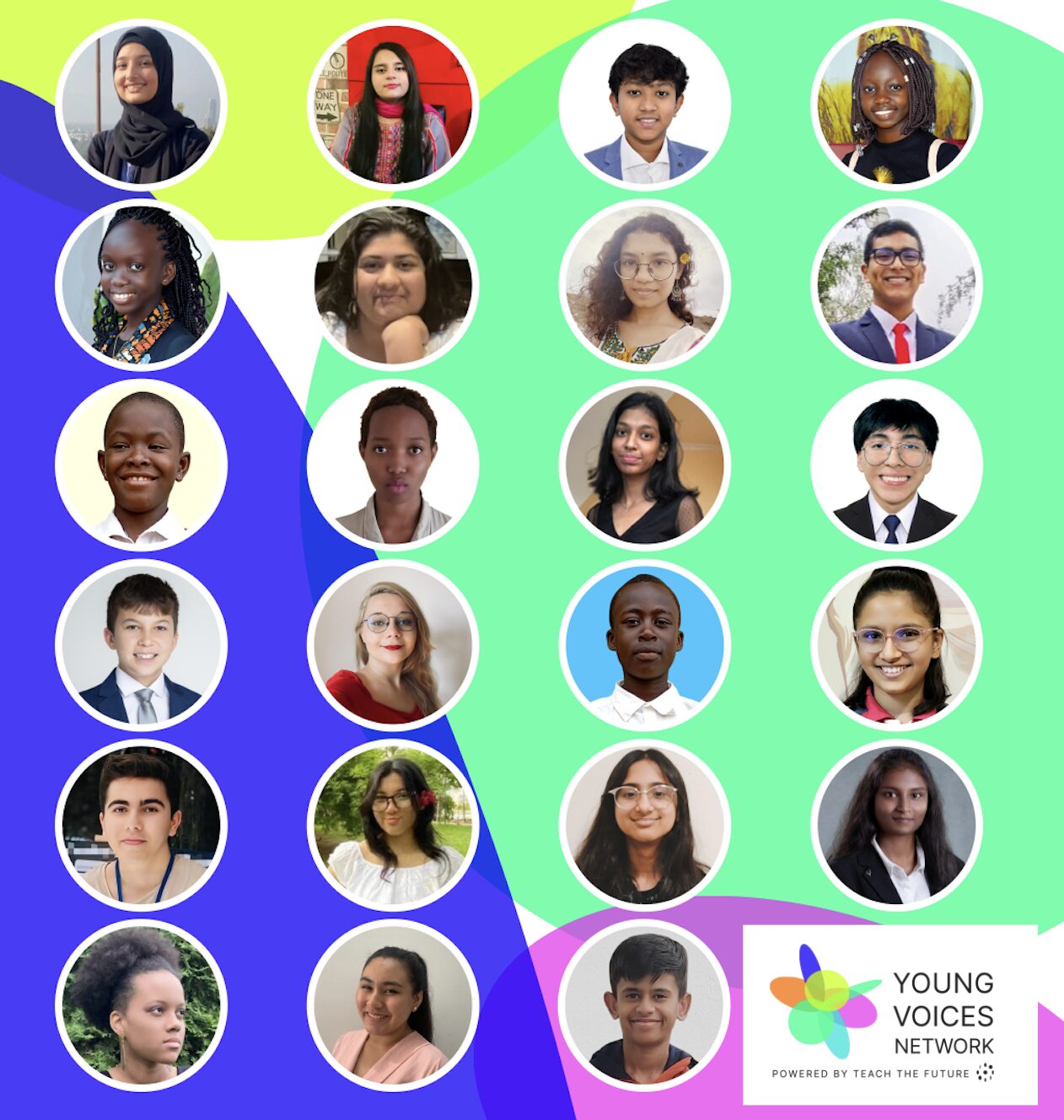 A collection of icons showing the faces of students on the Youth Advisory Council